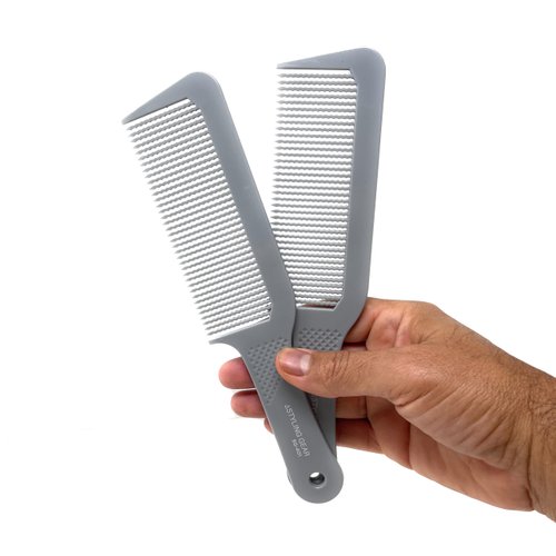 Styling Gear 401 XL Barber Comb Flattops Clipper Comb Hair Cutting Wavy Teeth Wide Teeth Barber Combs Flat Top 2 Pieces. (Gray)