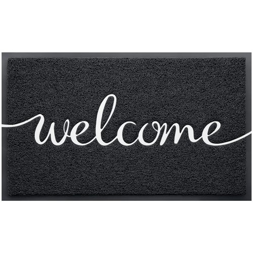 CozyBounty Black Door Mat Welcome Mats Outdoor Indoor Non-Slip Doormat for Entryway Low-Profile Floor Mat for Yard, Garage, High Traffic Areas (36"x24", Black)