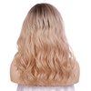 Onedor 20Inch Kanekalon Futura Synthetic Hair 130% Density Wavy Lace Front Long Wigs (Light Brown Evenly Blended with Dark Natural Blonde-RL12/16)