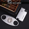 CIGARISM Cigar Travel Humidor, PU Leather Cigar Case, Cigar Cutter and Lighter Set