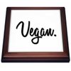 3dRose Print of Text Vegan, Black Trivet with Ceramic Tile, 8" by 8", Brown