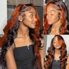 ROOMOOD Ombre 13x6 Lace Front Wigs Human Hair 200% Density HD Transparent Body Wave Lace Front Wigs For Women Ginger Colored Wigs Human Hair Balayage Wig Human Hair Glueless Wigs Human Hair 22Inch