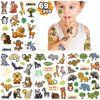 69 PCS Jungle Temporary Tattoos for Kids, Groovy Metallic Style Zoo Fake Tattoo Stickers for Safari Party Decor, Lion King Monkey Tattoos for 4 5 6 Years Old Boys Girls Birthday Supplies Baby Shower
