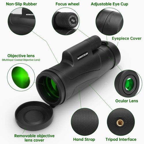 80x100 HD Monoculars Telescope for Adults High Powered with Smartphone Tripod & BAK4 Prism for Birdwatching/Hunting/Camping/Concert Travelling