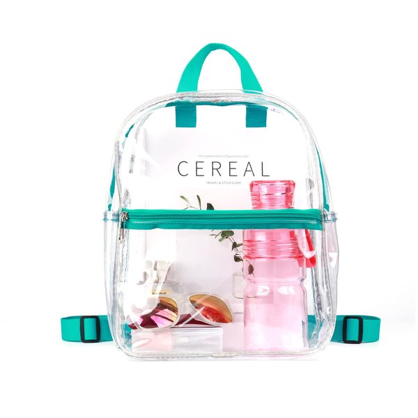 Keepcross Turquoise Small Clear Bag for Stadium Events 12x6x12 Clear Backpack For Sporting Events Games Festival Concerts,Women Men