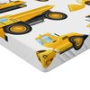 Ambesonne Cartoon Fitted Sheet, Abstract Images of Construction Vehicles Machinery Trucks Bulldozer Crane, Bed Cover with All-Round Elastic Deep Pocket for Comfort, Full Size, Earth Yellow Black
