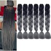 BALINGHAIR Braiding Hair Extensions Ombre Black to Dark Grey Professional High Temperature Kanekalon Braids Hair 24 Inch(B35-6Packs)