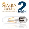 Simba Lighting LED T10 Tubular Edison Filament Light Bulbs (3 Pack) 6W Dimmable 60W Equivalent 120V for Cabinet Display, Piano Lamps, Clear Glass Decorative, Standard Medium E26 Base, Warm White 2700K