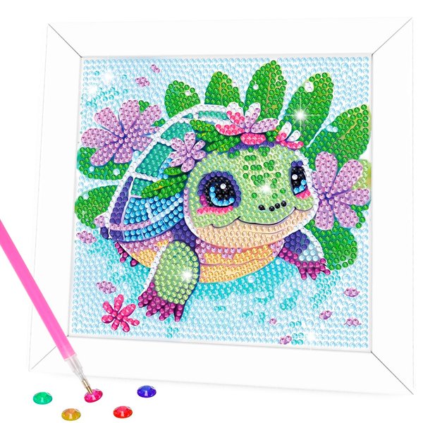 Diamond Art Kits for Kids - Crafts for Girls 8-12 - Diamond Art Painting with Wooden Frame - Arts and Crafts for Kids Ages 4-6 8-10 - GEM Art Supplies Dots for Adult Beginners Home Wall Decor Gifts