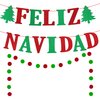 Feliz Navidad Banner Christmas, Red Green Glitter Mexican Spanish Christmas Banner, Christmas Garland, Feliz Navidad Decorations for Home, Christmas Party Mantel Fire Place Decorations (Pre-assembled)