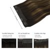 DOORES Human Hair Extensions Wire Hair Extensions Balayage Dark Brown to Chestnut Brown 18 Inch 95g Wire Hair Extensions with Transparent Fish Line Invisible