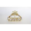 Generic Small gold bead and crystal flower gold metal hair claw clip bridal clip