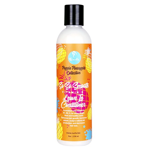 Curls Poppin Pineapple So So Smooth Vitamin C Leave In Conditioner, 8 Ounces,WHITE