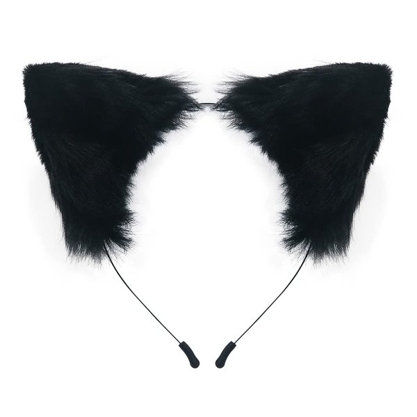QinRuan Cat Fox Faux Fur Ears Headband Cute Halloween Fancy Dress Cosplay Handmade Animal Furry Ears Hair Hoop