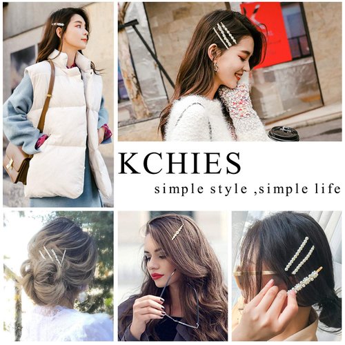 Gold pearl bobby pins Women Girls Valentines Mother’s Day Hair Clip Barrettes Decorative accessories Bridal Wedding Birthday Prom Xmas holiday Party Gift 6 Pack