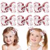 Whaline 6Pcs Baseball Glitter Hair Bow Clips Red and White Baseball Cheer Grosgrain Ribbon Barrettes Alligator Clips for Sports Party Hair Accessories