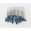 Faship Gorgeous Navy Blue Rhinestone Crystal Floral Hair Comb