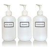 Artanis Home Silkscreened Empty Shower Bottle Set for Shampoo, Conditioner, and Body Wash, Squat 16 oz 3-Pack, White