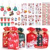 GWHOLE Christmas Party Favors Bulk, 36Pcs Drawstring Goodie Bags Christmas Gift for Classroom with Christmas Ink Stampers Key Chain Pencil Xmas Themed Rings for Kids Holiday Gift