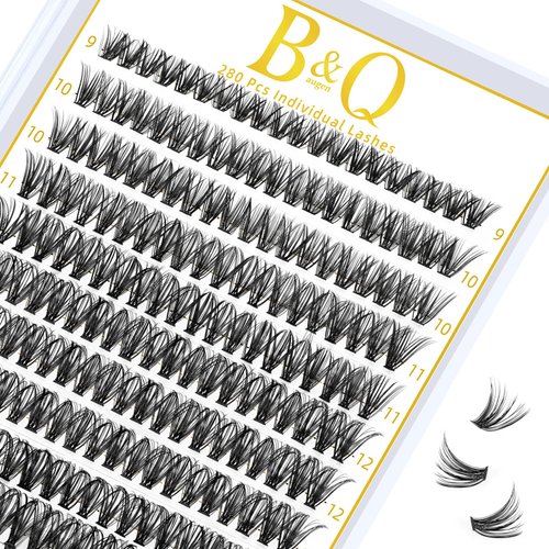 Lash Clusters 40D-D-9-16MIX 280 Clusters False Eyelash 20D 30D 40D Individual Lashes Cluster DIY Eyelash Extensions at Home (40D-D,9-16MIX)
