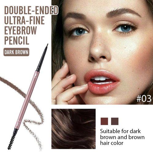 Waterproof Eyebrow Pencil,Ultra-Fine Mechanical Pencil with Spoolie Brush,Eyebrow Pencil Easy to Color,Draws Tiny Brow Hairs and Fills in Sparse Areas,Create Natural Eye Brow,Dark Brown