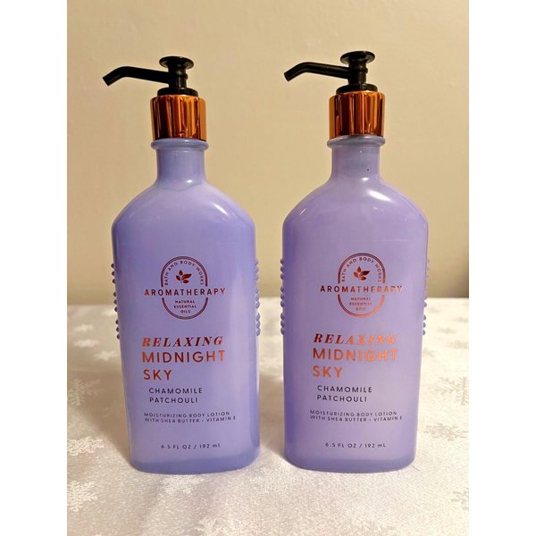 2 Aromatherapy Relaxing Midnight Sky Chamomile Patchouli bath Body Lotion 6.5 oz