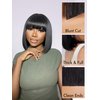 LUVME HAIR 10 Inch Light Yaki Straight Bob Wig with Bangs Human Hair Realistic HD Lace Short Black Bob Wigs, Ready to Go Blunt Cut Bob Wig Glueless 180 Density