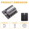 BUNKER INDUST 10-Way Fuse Box Blade Fuse Block Holder with LED Indicator for Blown Fuse Waterpoof Protection Cover for Car Boat Marine Automotive,Include 20Pcs Blade Fuses and 1Pcs DIY Sticker