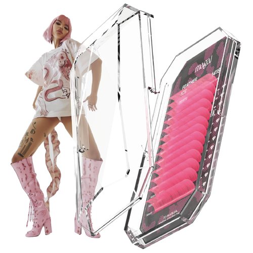 MAGAL FEATHER ICE 1418 Eyelash Extensions 0.07 C D D+ Curl 14-18mm Colored Lash Extensions Individual Lashes Volume Lash Professional Eyelashes Extension Tray (Pink)(D+_1418 Mixed)