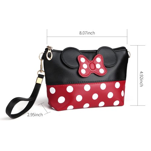 yiwoo 2 Pack Cartoon Leather Travel Makeup Handbag, Cute Portable Cosmetic Bag Toiletry Pouch for Women Teen Girls Kids(Black)
