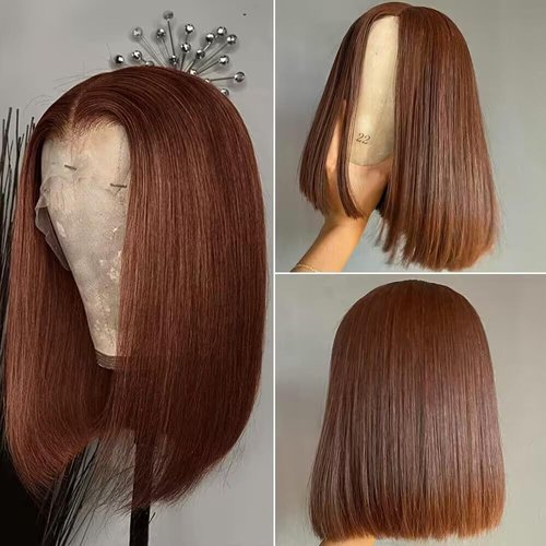 13X4 Straight HD Transparent #4 Brown Bob Wig Human Hair Wear and Go Glueless Wigs Human Hair Pre Plucked Pre Cut Bob Frontal Wigs With Baby Hair Chocolate Brown Bob Lace Front Wigs For Black Women