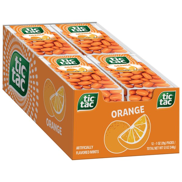 Tic Tac Orange Flavored Mints, Bulk 12 Pack, On-The-Go Refreshment, 1 Oz Each