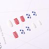 4th of July Press On Nails Medium Patriotic Press On Nails Independence Day Nails Red White and Blue Star Striped Nails Square White False Nails Full Cover Coffin for Women Girls