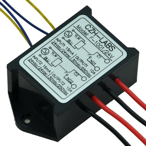 Electronics-Salon 1PCS Dual SPST-NO 10Amp Power Relay Module, AC/DC 24V Control Voltage.