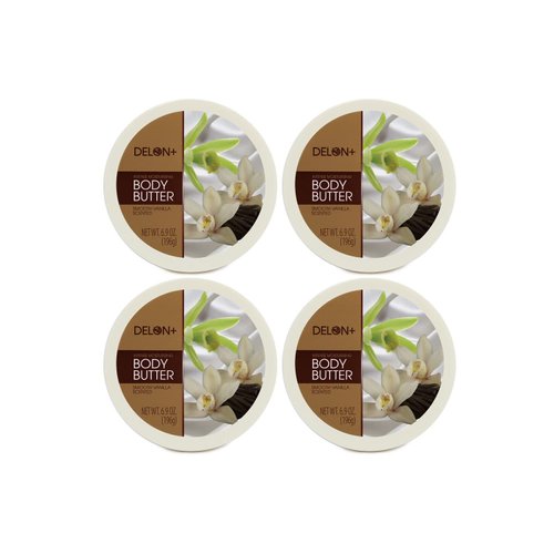 DELON Intense Moisturizing Body Butter, Smooth Vanilla, 4 Count