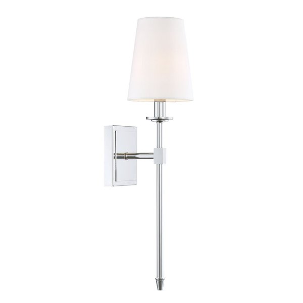 Kira Home Torche 20" Wall Sconce/Wall Light + Linen Shade, Chrome Finish