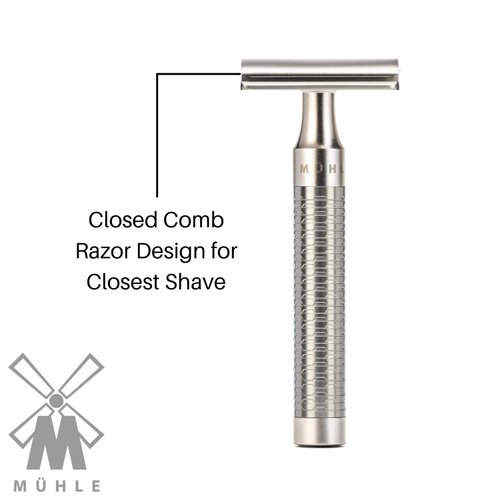 MÜHLE ROCCA R89 Double Edge Safety Razor (Closed Comb) | Pure Matt Stainless Steel |Perfect for Everyday Use | Barbershop Quality Close Smooth Shave | Luxury Razor for Men
