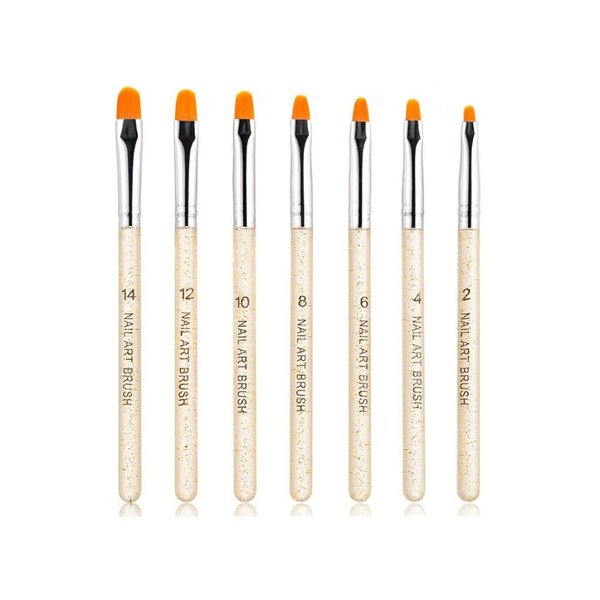 Aoshang 7Pcs Uv Gel Nail Brush, Poly Extension Gel Brush, Nail Art Tips Builder Brush Nail Painting Brush Pen Set(No.2/4/6/8/10/12/14)