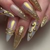 12 Grids/Box Gold Silver Pearls for Nails 3D Half Round Pearl Nail Charms Metal Nail Pearls for Nail Art Supplies Caviar Beads Pearl Charms for Nails Design Flatback Pearl Nail Beads Nail Decorations