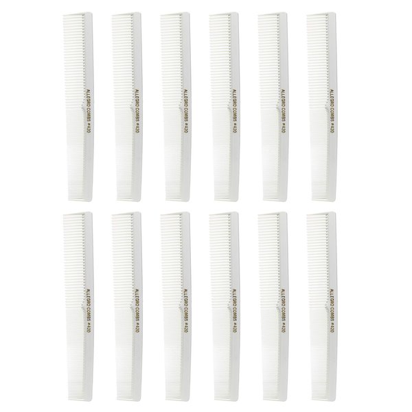 Allegro Combs #420 Hair Combs Barber Comb Beard Comb Combs For Women Mustache Comb Pocket Comb White Combs 12 Units