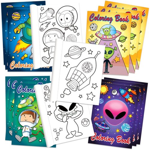 ArtCreativity Assorted Mini Alien Coloring Books for Kids, Pack of 20, Small Color Booklets in 4 Designs, Halloween Party Favors for Kids, Outer Space Goodie Bag Fillers for Boys and Girls