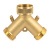 Hourleey Brass Garden Hose Splitter (2 Way), Solid Brass Hose Y Splitter 2 Valves with 2 Extra Rubber Washers (2 Pack)