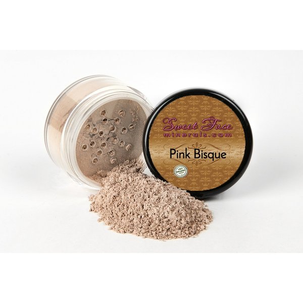 5pc KIT w/FACE BRUSH (PINK BISQUE) Mineral Makeup Set Full Size Powder Bare Skin Matte Foundation