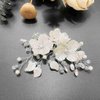 Cubahop Bride Wedding Flower Hair Pieces Silver Bridal Pearl Hair Accessories Rhinestones Hair Comb Slides for Women and Girls