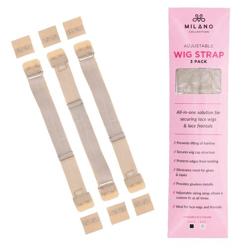 Milano Adjustable Elastic Wig Band with Hooks for Secure Fit & Comfort for Wigs and Lace Front Wigs - Wig Strap, Headband, & Wig Grip Accessories, Tan
