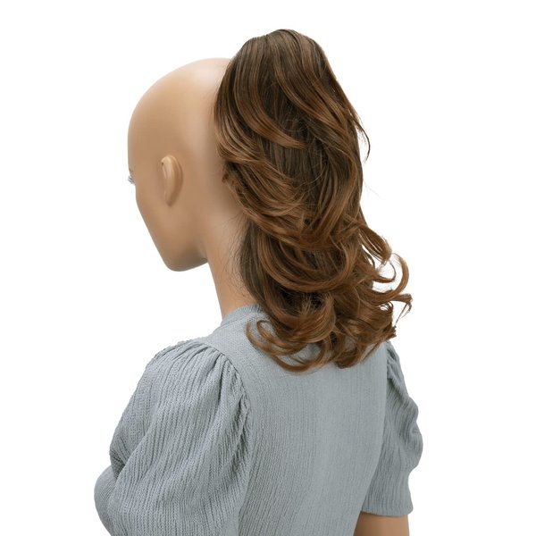CAISHA 14" Wavy Clip On Ponytail With Butterfly Clip Hairpiece Heat-resistant Synthetic Fibres Brown Mix H96