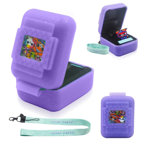 Taladad Silicone Cover Case for Bitzee Interactive Toy Digital Pet and Case,Case with Lanyard,Protective Case Holder Skin for Bitzee Virtual Electronic Pets for Girls & Boys (Purple)