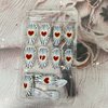 Valentine's Day Press on Nails Medium Red Love Heart Black Lines False Nails with Design French Almond Nails 24Pcs Artificial Acrylic Nails Full Cover Glossy Coffin Fake Nails Glue on Nails for Women
