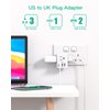 [2-Pack] UK Travel Plug Adapter - US to UK Plug Adapter, Type G International Plug Adapter, Dubai England Ireland Travel Essentials, UK Power Adapter with 3 Electrical Outlet 3 USB Charger (1 USB C)