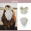 2Pcs Silky Satin Hair Bows for Women Hair Ribbons for girl bow hair clip Oversized Long Tail Hair Bow with Metal Clips Bowknot Aesthetic Hair Accessories(Black+Beige)
